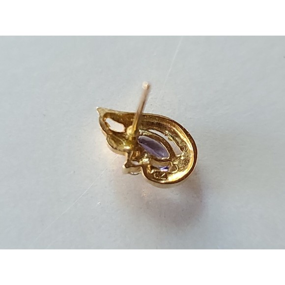 10K Gold Marquise Cut Lolite And Cubic Zirconia Accent Stud Post Earrings - Picture 7 of 10